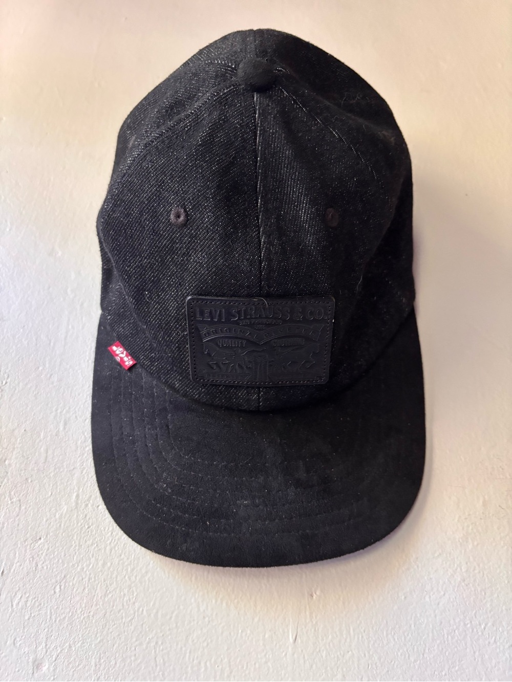 Levi's Black Denim Cap with Tonal Patch and Red Tab